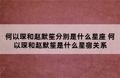 何以琛和赵默笙分别是什么星座 何以琛和赵默笙是什么星宿关系